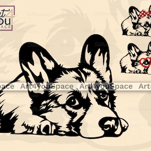 Corgis svg, Hund svg-Dateien für Cricut, niedliche Corgis liegend, Körper, Download, Clipart, PNG, Laserschnittvektor, dxf-Dateien für CNC-Plasma, Rassekunst