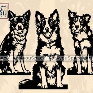 Border Collie SVG, digitaler Download, Hund SVG-Dateien für Cricut, Cnc Laser DXF Vektor Kunst, Plotter-Dateien, Clipart png, Yard Metall Dekor