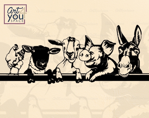 Download Farm Animals Svg Files For Cricut Chicken Goat Sheep Pig Etsy
