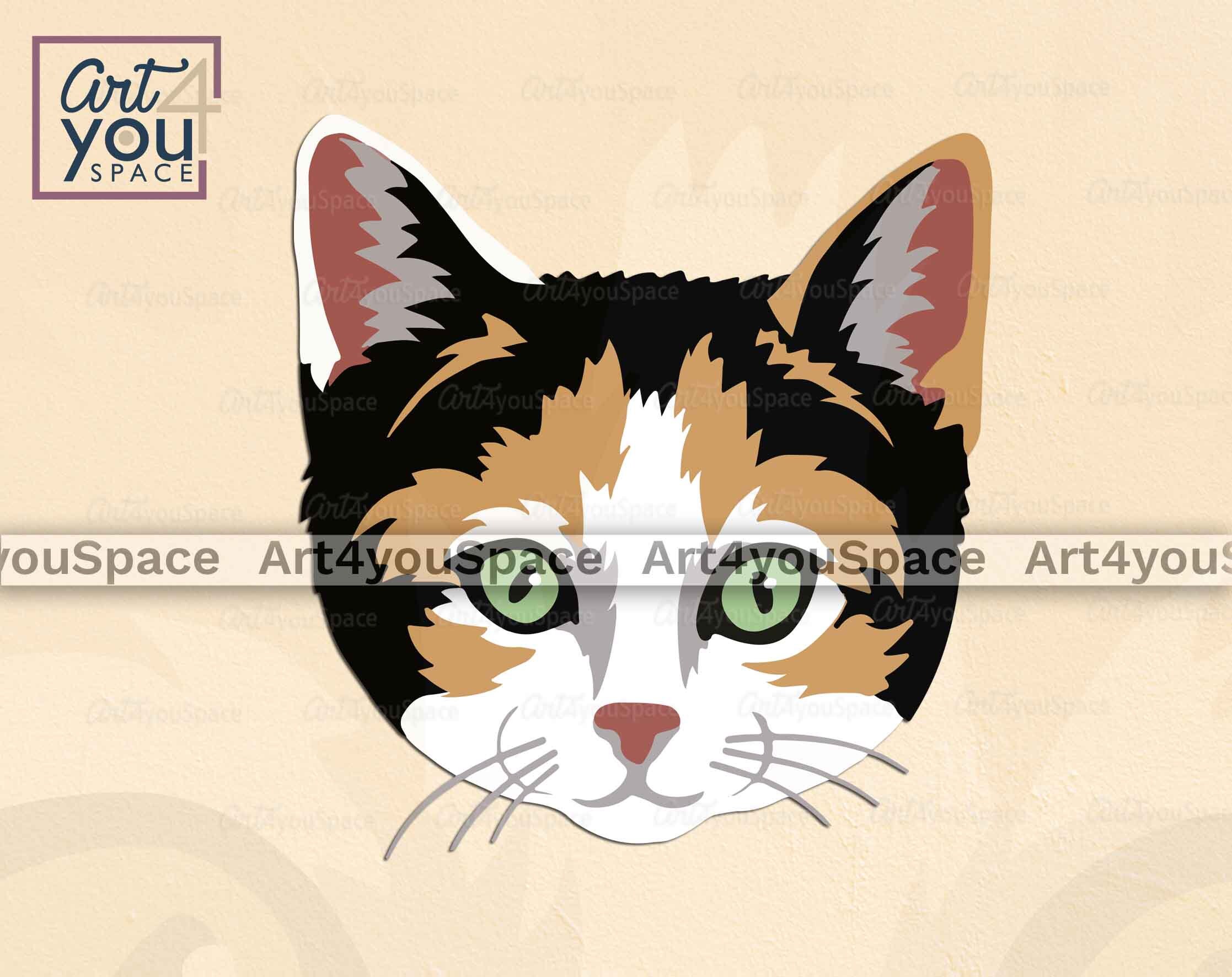 Cat Face Svg Files for Cricut Calico Cat Head Clipart Pet | Etsy