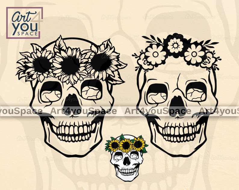 Free Free 332 Flower Skull Svg SVG PNG EPS DXF File