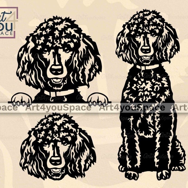 Poodle svg, dog svg file for cricut, black poodle, Peeking Pet Face clipart, dxf Plasma Cnc art, vector Breed PNG Printable Download, shirt