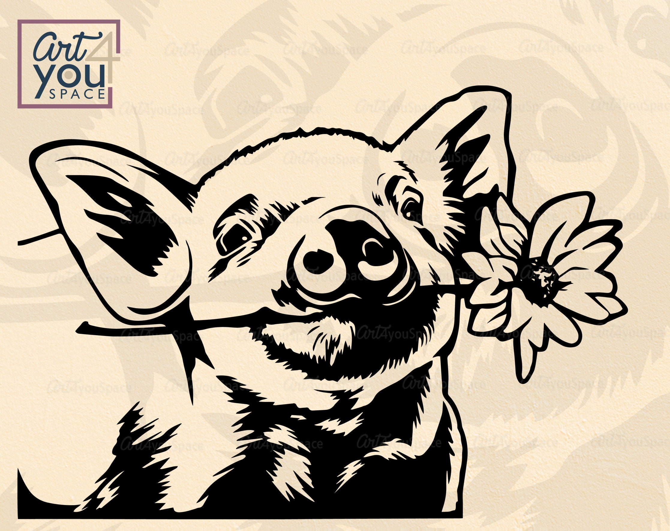 Pigs Svg Files for Cricut Farm Animal Flower Piggy Piglet - Etsy