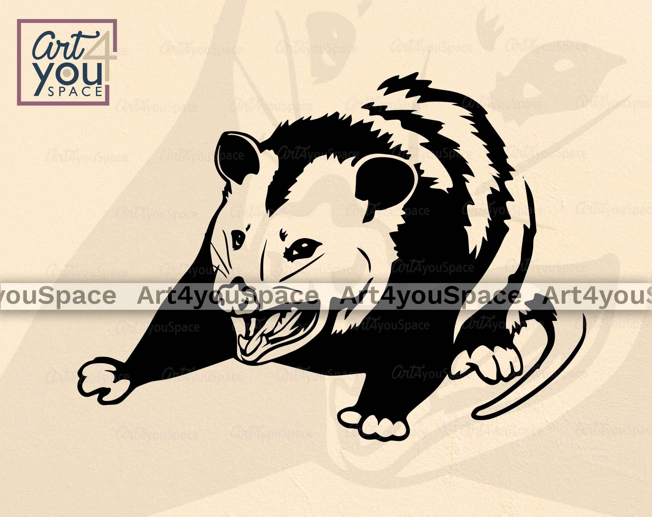 Svg Opossum Possum Screaming Clipart Woodland Animal Wild - Etsy