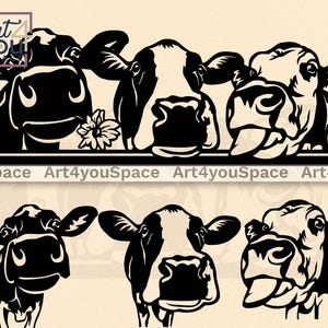 Vacas SVG / Archivos para Cricut y corte láser / Vector divertido de animales de granja, diseño de letrero metálico de granja DXF