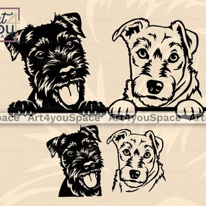 Patterdaleterriër hond svg-bestanden voor de cricut, gluren gezicht poten vector download, png, afdrukbare afbeeldingen ras, plasma cnc dxf, shirtontwerp