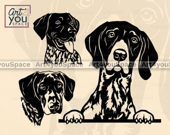 German Shorthaired Pointer svg, dog svg files for Cricut, plasma dxf laser cut vector, hunting breed clipart, Printable art png, download