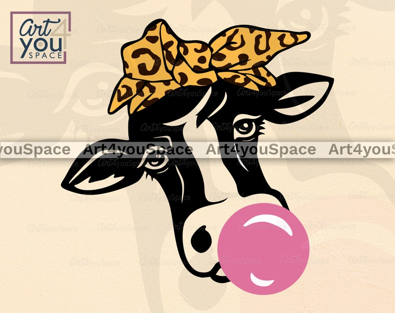 Download Cow Svg Cricut Heifer bandana glasses buble gum Farm animal | Etsy