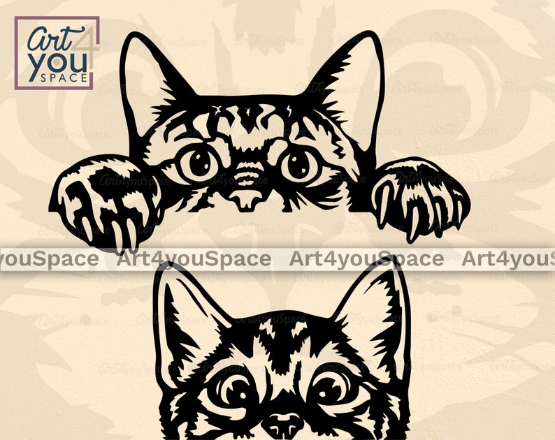 Download Funny Cat SVG files for Cricut cute peeking Pet face ...