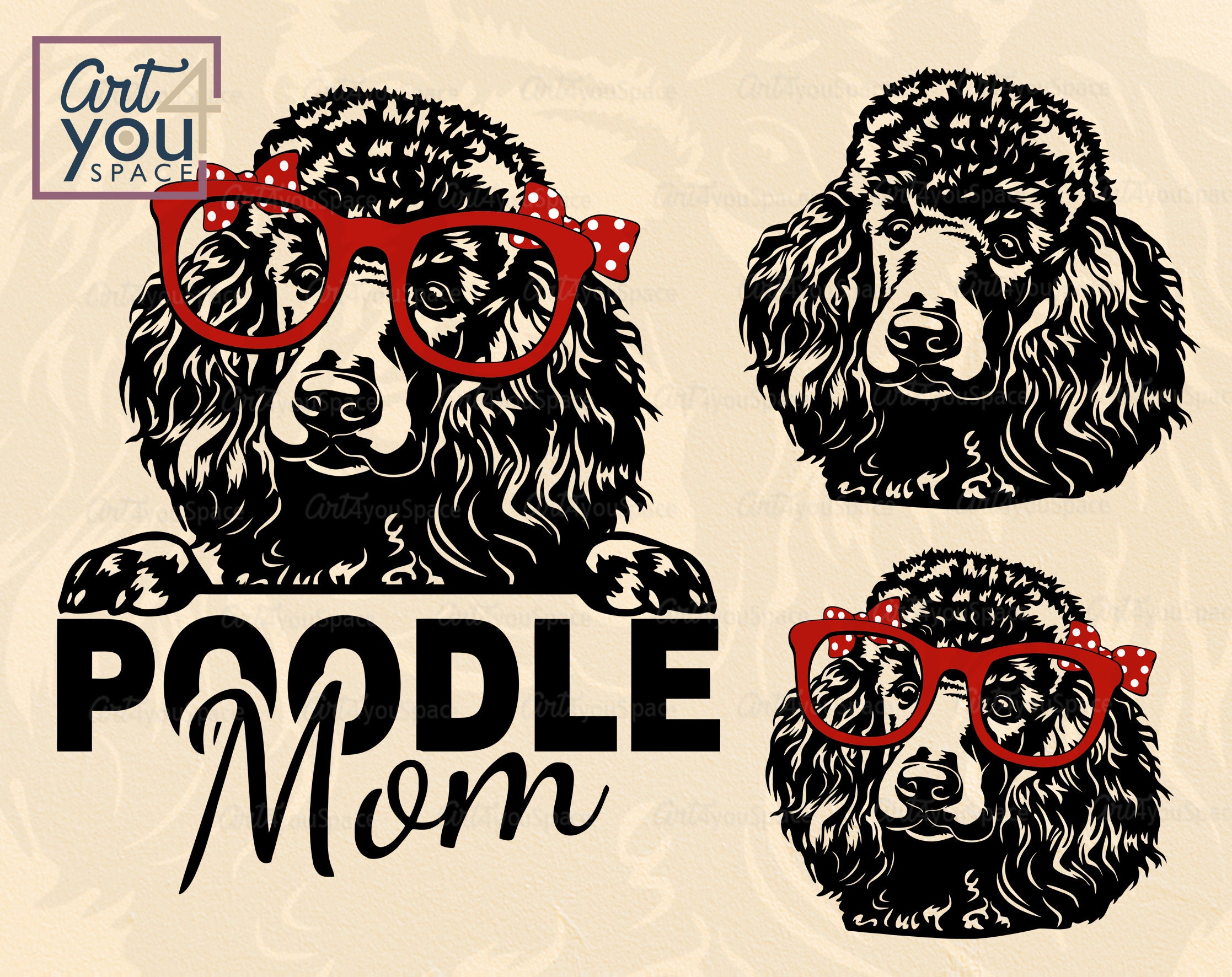 Poodle Svg Dog Svg File for Cricut Black Poodle Mom Face - Etsy Denmark