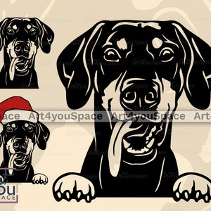 Doberman svg, Dog SVG Files for Cricut, Doberman Pinscher floppy ears clipart, Download face vector, Christmas art png, dxf laser cut Plasma