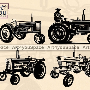 Tracteur Svg, clipart fermier, fichiers Svg pour Cricut, Silhouette, Cnc Plasma, Lightburn, projets Glowforge, vecteur découpé au Laser, véhicule Dxf png