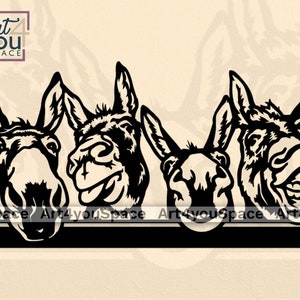 Âne Svg, fichiers Dxf pour CNC, vecteur de découpe laser ferme, fichiers plasma, grande plaque métallique de la ferme, animaux furtifs, fichier frère scan n Cut