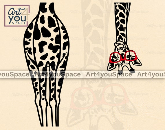Funny Giraffe SVG: Peeking Animal Face with Glasses Clipart, Tote Bag Designs
