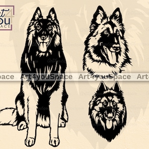 Belgian Tervuren Dog svg files for Cricut, Vector Clipart, animal pet face head body dxf, download, printable art, tshirt design png