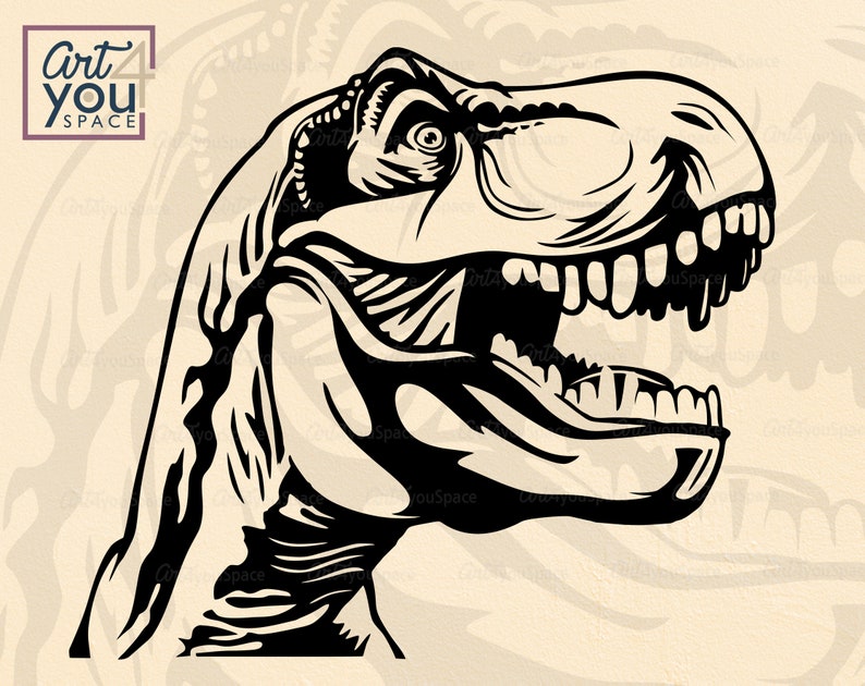 Dinosaur head svg file Cricut trex Head vector dad clipart | Etsy