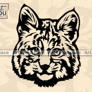 Rotluchs SVG Cricut, süßes Wildtier Gesicht, Wildlife Clipart, Wald Vektor Bild, Maskottchen Team Logo Design, Tshirt druckbare Kunst, PNG, dxf