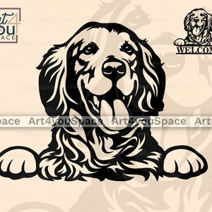Golden Retriever svg, Dog Laser Cut Vector Download, Goldie papercut, metaal, multiplex snijden ontwerp, png, dxf Plasma CNC Glowforge