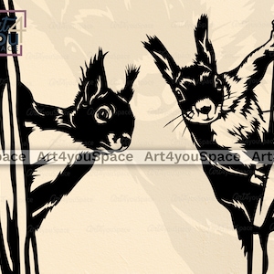 Eichhörnchen SVG-Datei für Cricut, Wald spähen Tier Clipart, bedruckbare Kunst, PNG, Vektordateien für Laser, dxf cnc, Baum