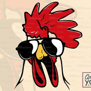 Rooster Svg, funny vector, funny animal svg, glasses svg, Hen, farm animals, Farm Life, Cock, clipart, Chicken, Download, Cricut, png, dxf image 4