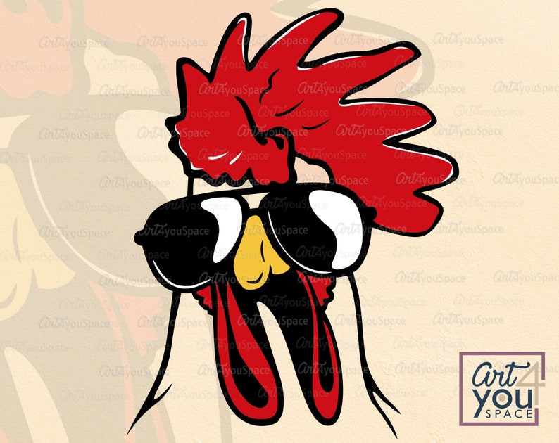 Rooster Svg, funny vector, funny animal svg, glasses svg, Hen, farm animals, Farm Life, Cock, clipart, Chicken, Download, Cricut, png, dxf image 4