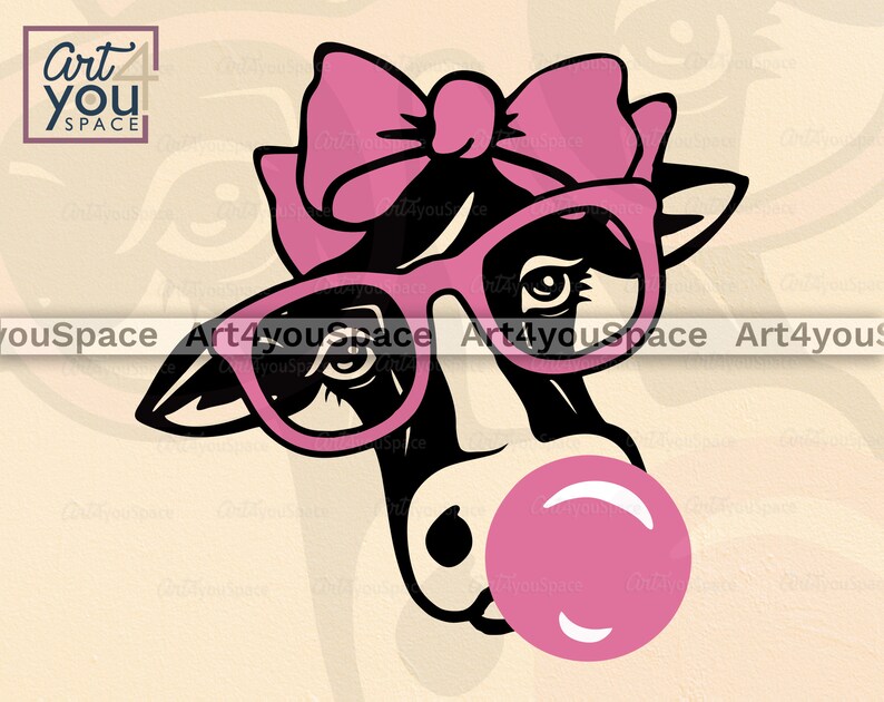 Download Cow Svg Cricut Heifer bandana glasses buble gum Farm ...