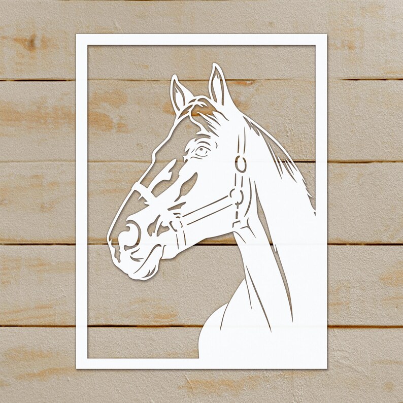 Fichier svg tête de cheval pour cricut, animal de la ferme, clipart, panneau découpé au laser en vinyle, papier bois, vecteur de cadre, png, fichier dxf pour plasma cnc, téléchargement image 7