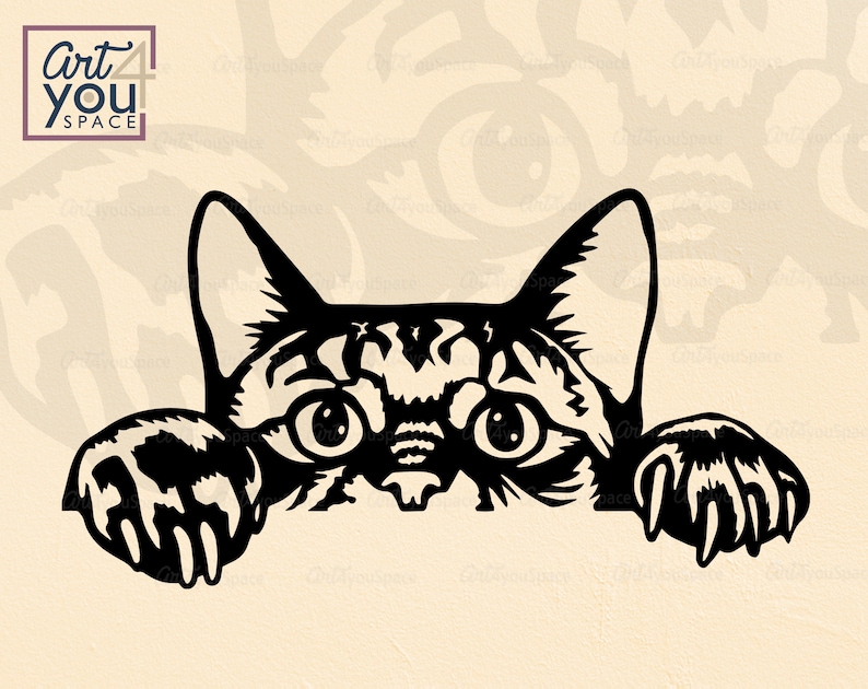 Funny Cat SVG files for Cricut cute peeking Pet face clipart | Etsy
