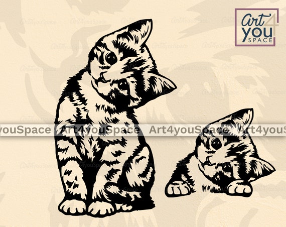 Cute Cat SVG files for Cricut, curious kitten Clipart, shirt design, Peeking face animal vector, printable art, Download png, dxf cut, body