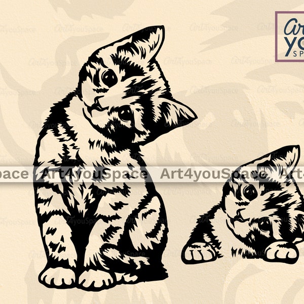 Cute Cat SVG files for Cricut, curious kitten Clipart, shirt design, Peeking face animal vector, printable art, Download png, dxf cut, body