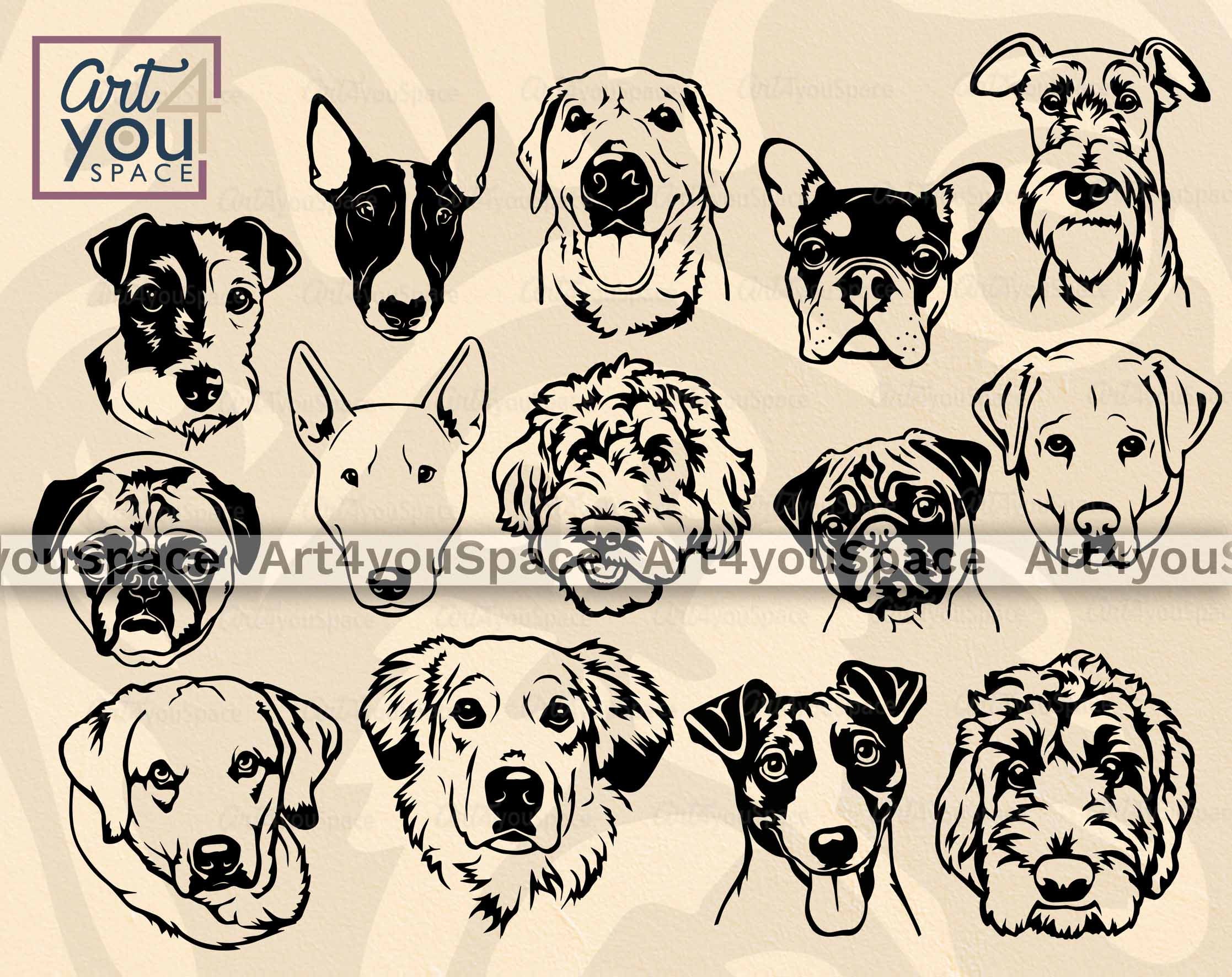 Dog Face SVG Bundle Cricut Project Breed Clipart Head Vector Etsy