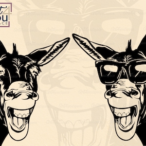 Âne Svg, cricut, lunettes d'animaux drôles, ferme, tête furtivement, clipart, vecteur, png, chemise svg, dxf plasma cnc découpé au laser, imprimable, téléchargement