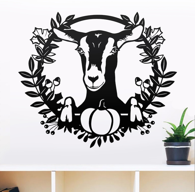 Download Goat svg floral wreath vector cut file farm animal peek a ...