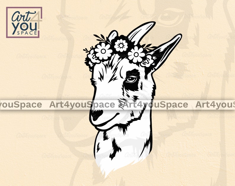 Download SVG file Nigerian Dwarf Goat with flowers Cricut project ...