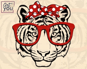 Tiger mascot svg, Cricut Projects, Team logo Design, School Spirit Svg, tshirt press design, Wild Animal Girly Clipart, zoo PNG, Vector dxf
