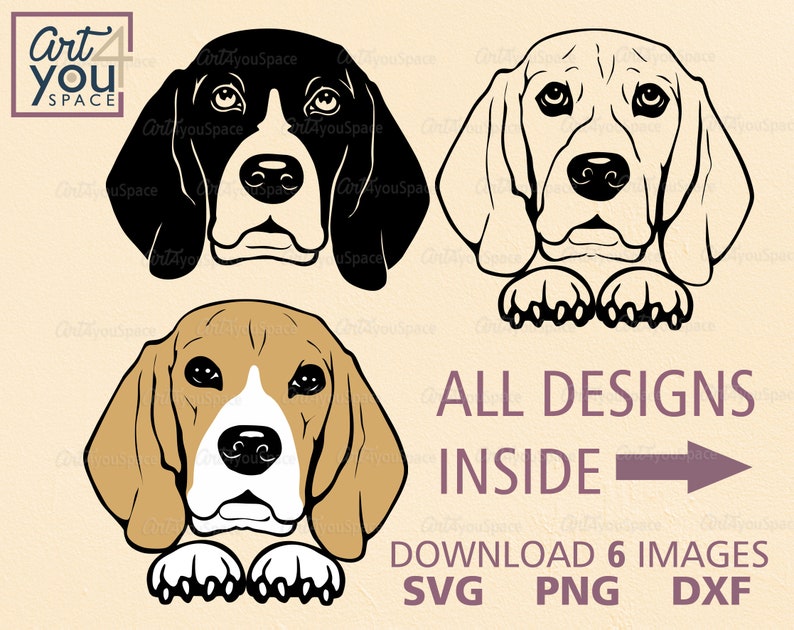 Download Beagle svg dog svg Peeking cricut Face Head Cute | Etsy