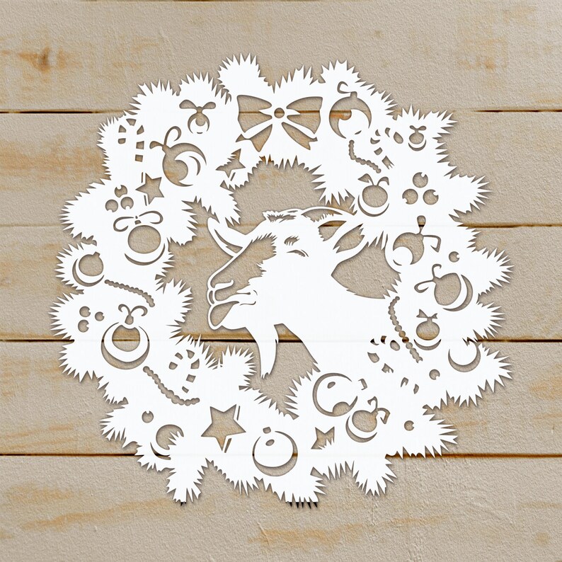 Download Christmas wreath goat svg bundle xmas vector farm animal ...