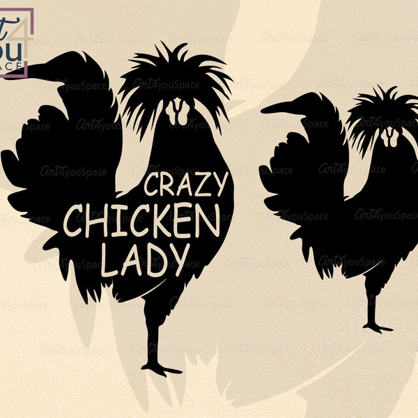 Crazy chicken lady, Polish chicken svg silhouette, Cricut, funny farm Clipart, laser cut vector, png, dxf files for plasma, shirt, Download