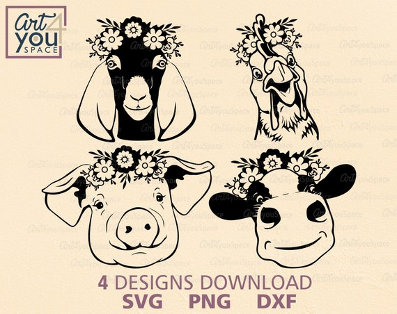 Download Goat svg chicken svg heifer svg pig svg floral wreath | Etsy