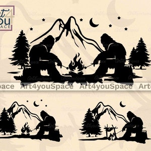 Bigfoot Svg File Cricut, Camping Scene, Camp Life Sign Vector Clipart Download, Nature Mountine Marshmallow Shirt Png Printable Art, Dxf