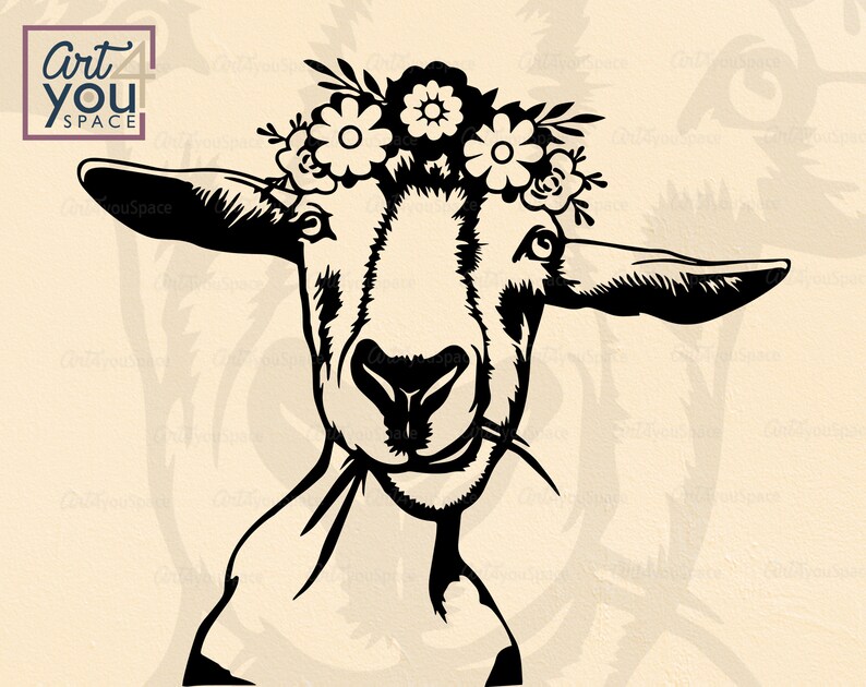 Download Goat flower wreath SVG files cricut clipart farm animal ...