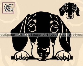 Dachshund svg / Vector para Cricut y corte láser / Archivo Dxf para corte de metal y madera contrachapada de perro Doxie