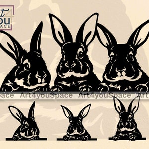 Kaninchen svg Dateien für Cricut, süßes Häschen Clipart, spähendes Tier Vektor, Digital Kunst Download, Cnc-Plasmaschneiden Dxf, Farm Logo Png
