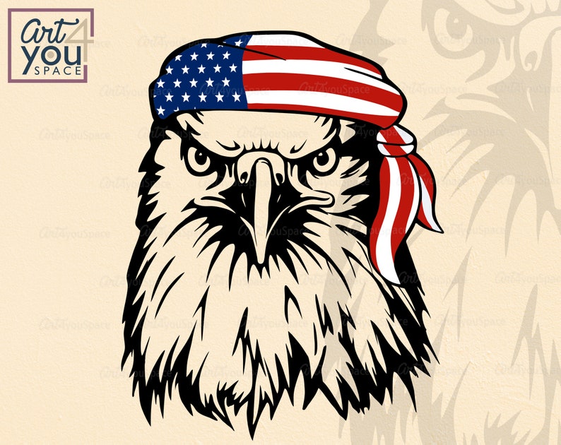 Download SVG eagle head with bandana glasses bald eagle cricut | Etsy