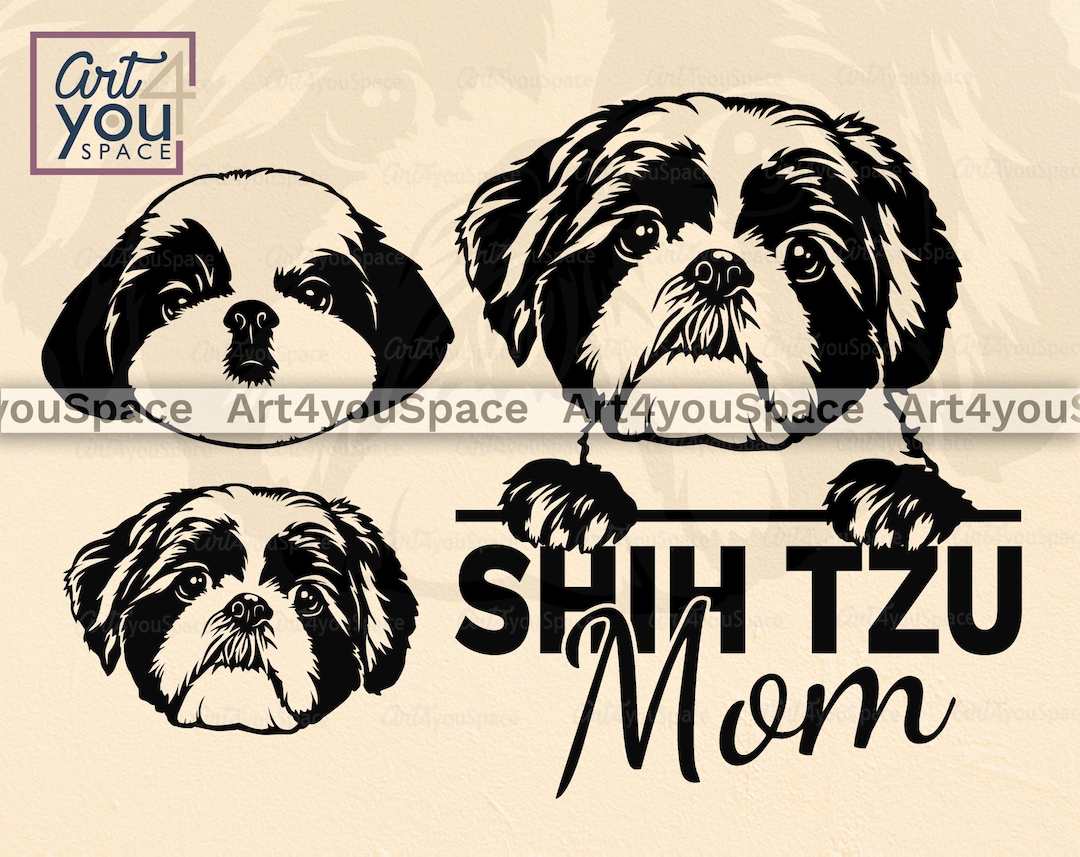 Shih Tzu Svg, Dog SVG File for Cricut, Cute Face Clipart, Breed ...