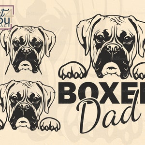 Boxer Hund, Hunderasse, Boxer Papa, süßes Tiergesicht, Kopf, spähen, Clipart, Vektor, Cricut, Shirt Design, Download, PNG, dxf, printable