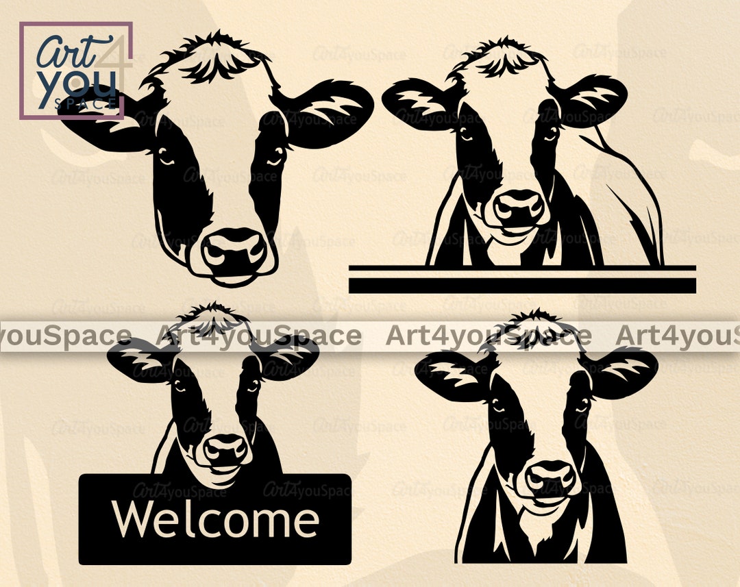 Cow Head Svg Cricut, Heifer Png, Farm Animal Clipart, Dairy Cow Face ...