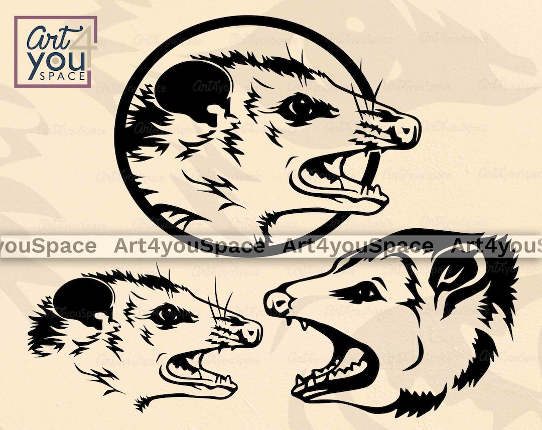 Opossum Svg, Possum Screaming Clipart, Woodland Animal, Wild Nature