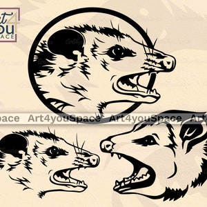 Gambá Svg, gambá gritando Clipart, animal da floresta, natureza selvagem, vetor de gambá da Virgínia, Download, arte de camisa, projeto Cricut, PNG, Dxf