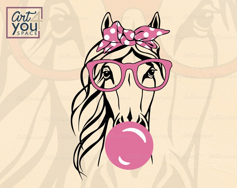 Download Horse Svg bandana glasses buble gum cricut farm animal | Etsy